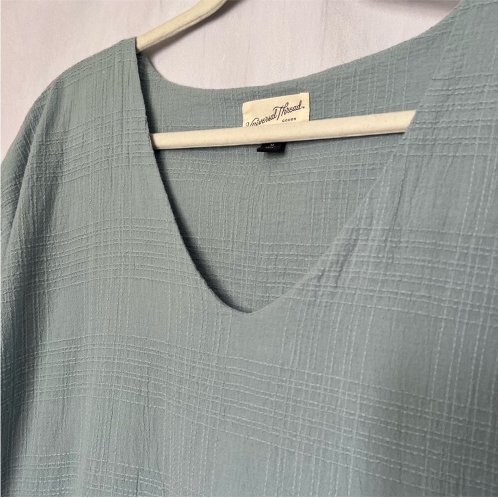 Universal Thread Ruffle Sleeve Cotton Dress Powder Blue Size Medium - Picture 3 of 9